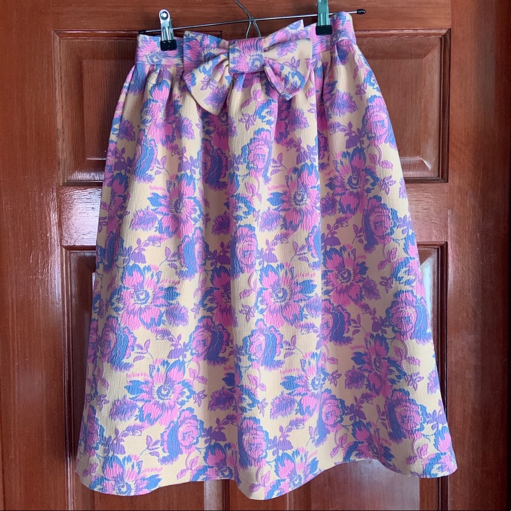 ASOS pink floral jacquard midi skirt